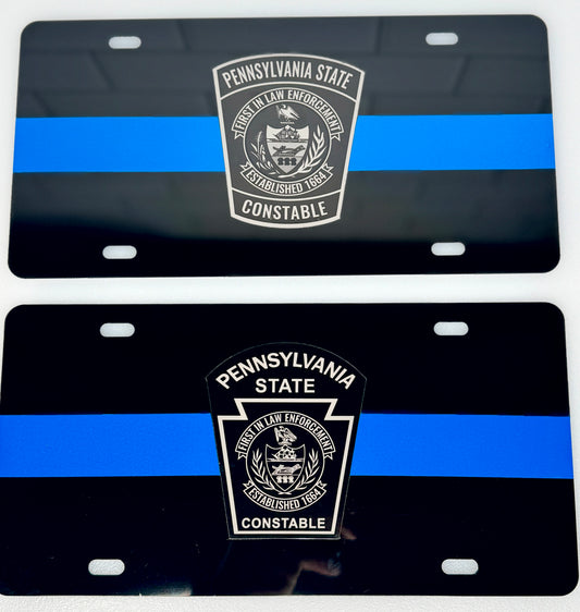 PSC Reflective Blue Line License Plate